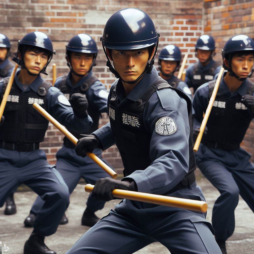 警察学校の厳しい訓練を受ける警察官